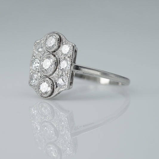 Art Deco 1920's Platinum Diamond Panel Ring - Friar House