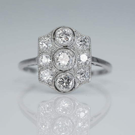 Art Deco 1920's Platinum Diamond Panel Ring - Friar House