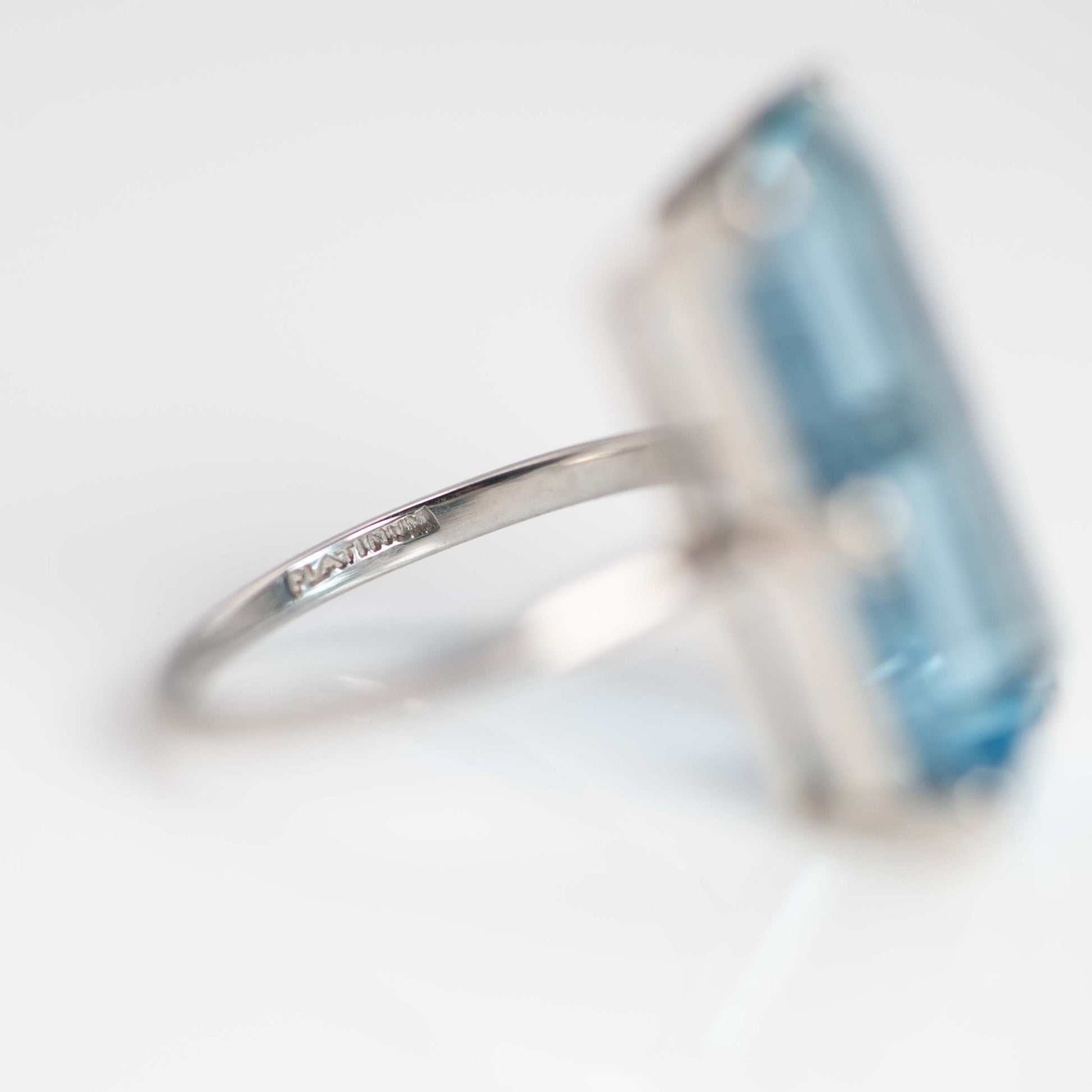 Art Deco 1930's Platinum 12 Carat Aquamarine Ring - Friar House