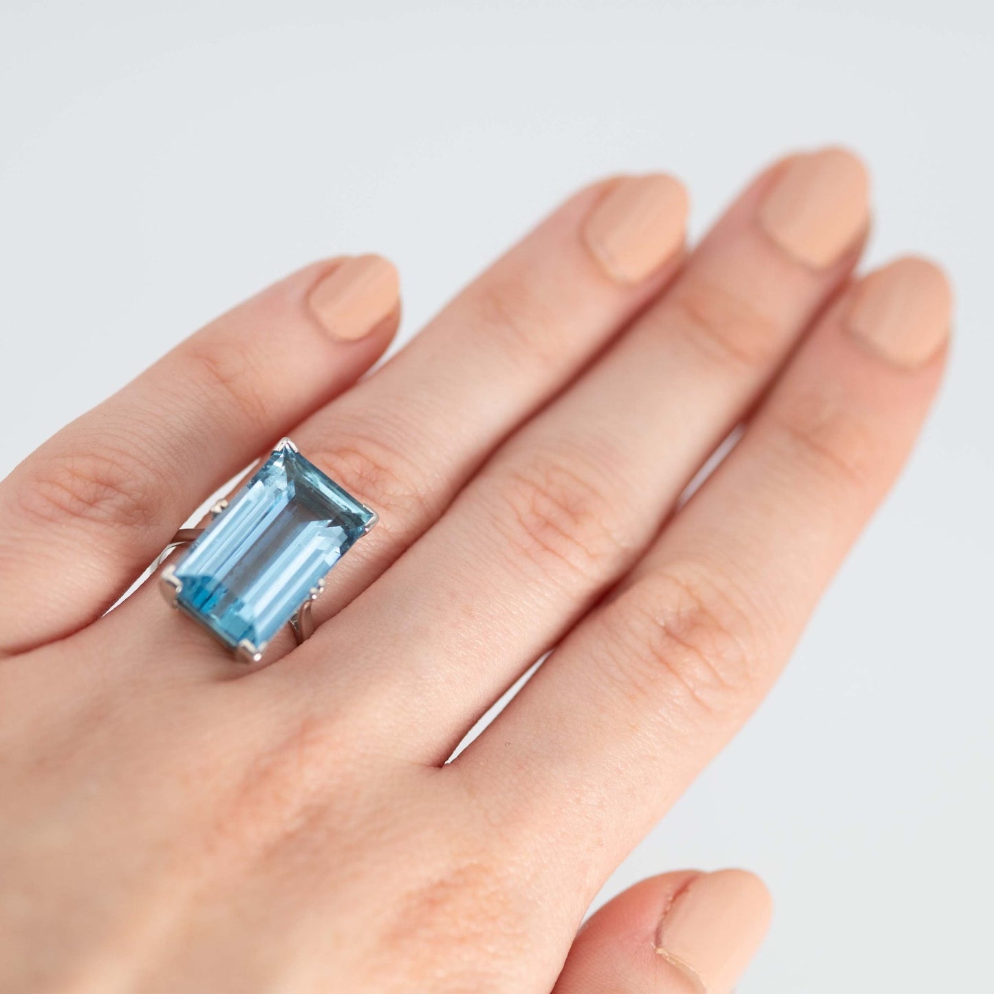 Art Deco 1930's Platinum 12 Carat Aquamarine Ring - Friar House