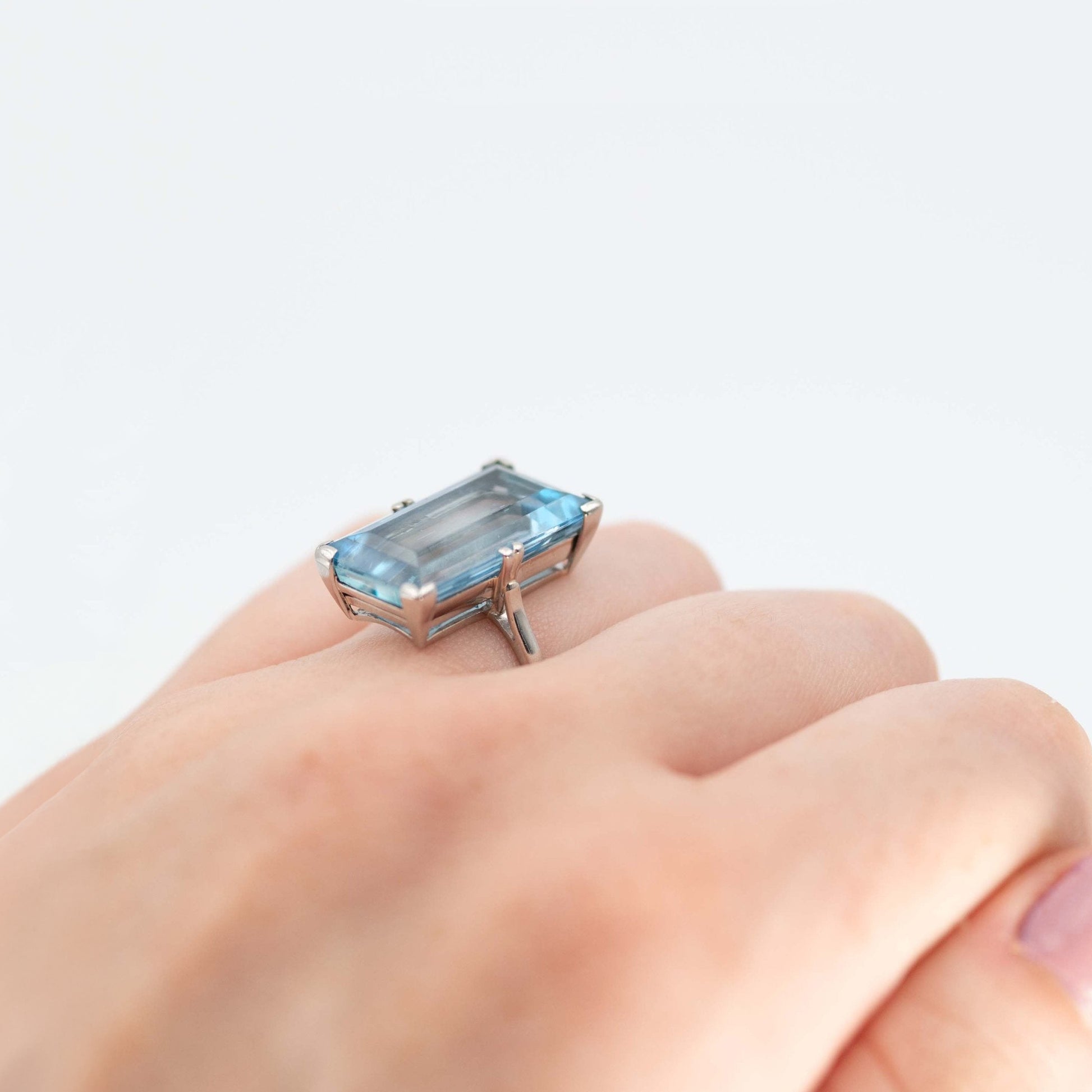 Art Deco 1930's Platinum 12 Carat Aquamarine Ring - Friar House
