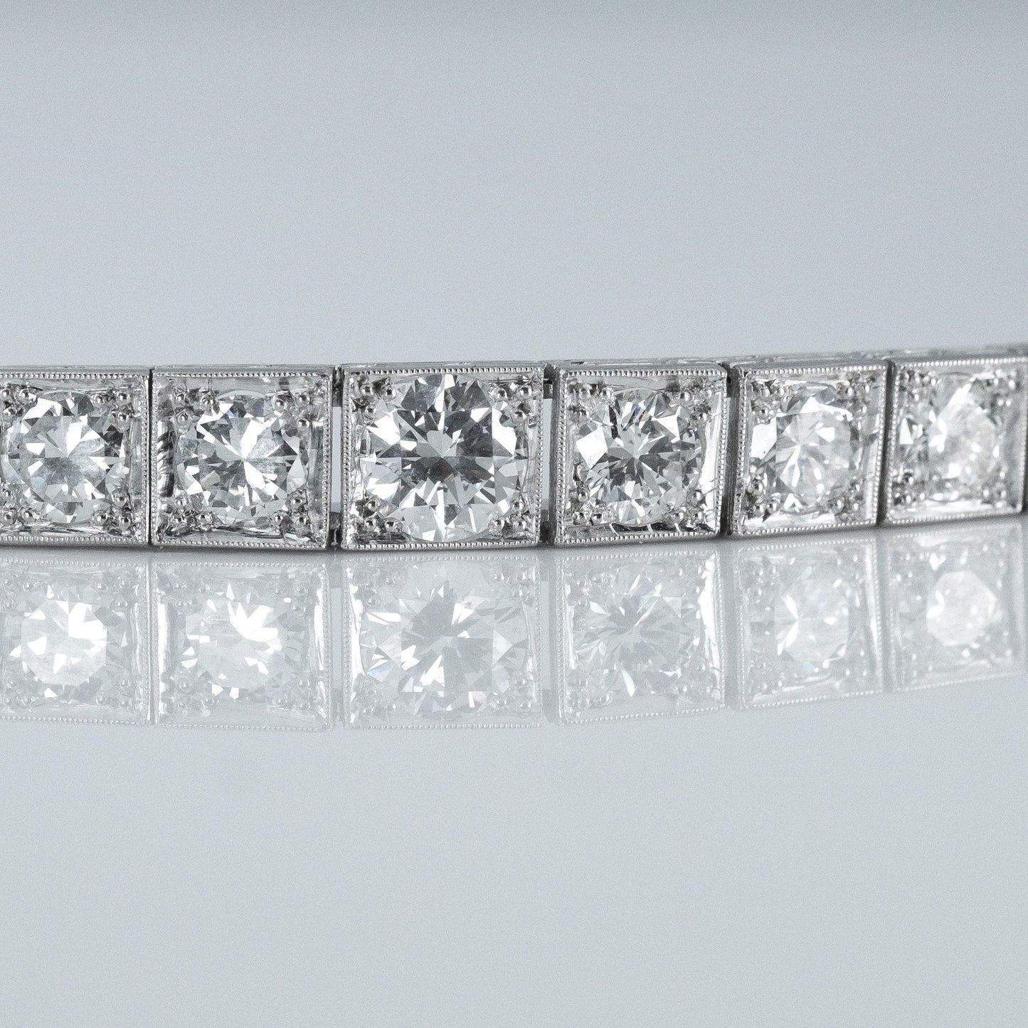 Art Deco 1930's Platinum 6.50 Carat Diamond Graduated Line Bracelet - Friar House