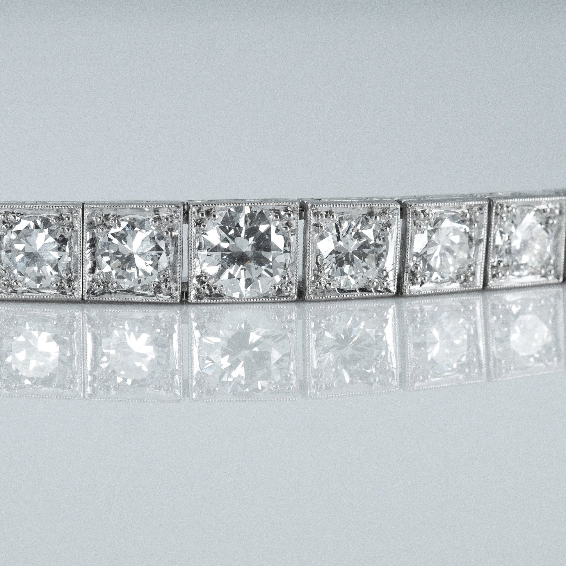 Art Deco 1930's Platinum 6.50 Carat Diamond Graduated Line Bracelet - Friar House