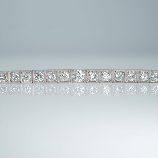 Art Deco 1930's Platinum 6.50 Carat Diamond Graduated Line Bracelet - Friar House