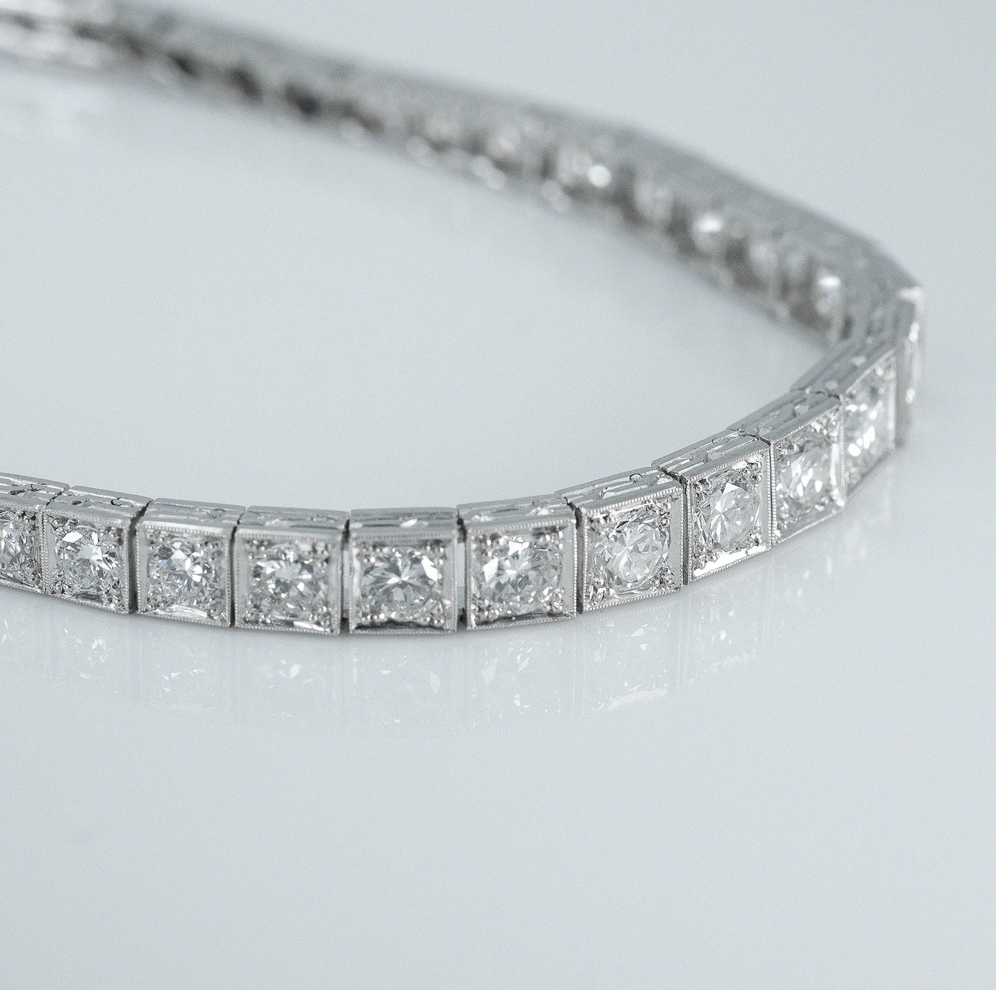 Art Deco 1930's Platinum 7.2 Carat Diamond Line Bracelet - Friar House