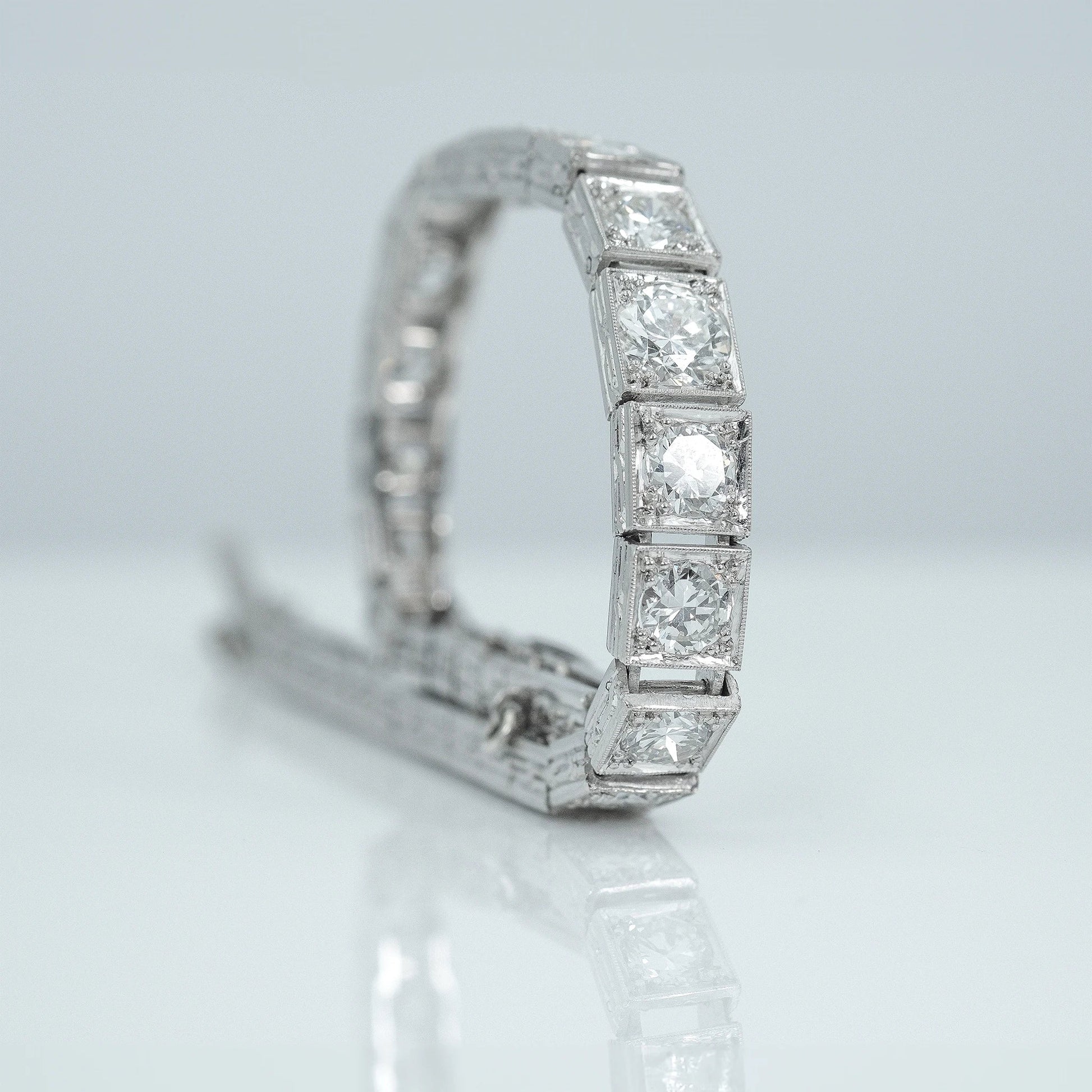 Art Deco 1930's Platinum 7.2 Carat Diamond Line Bracelet - Friar House