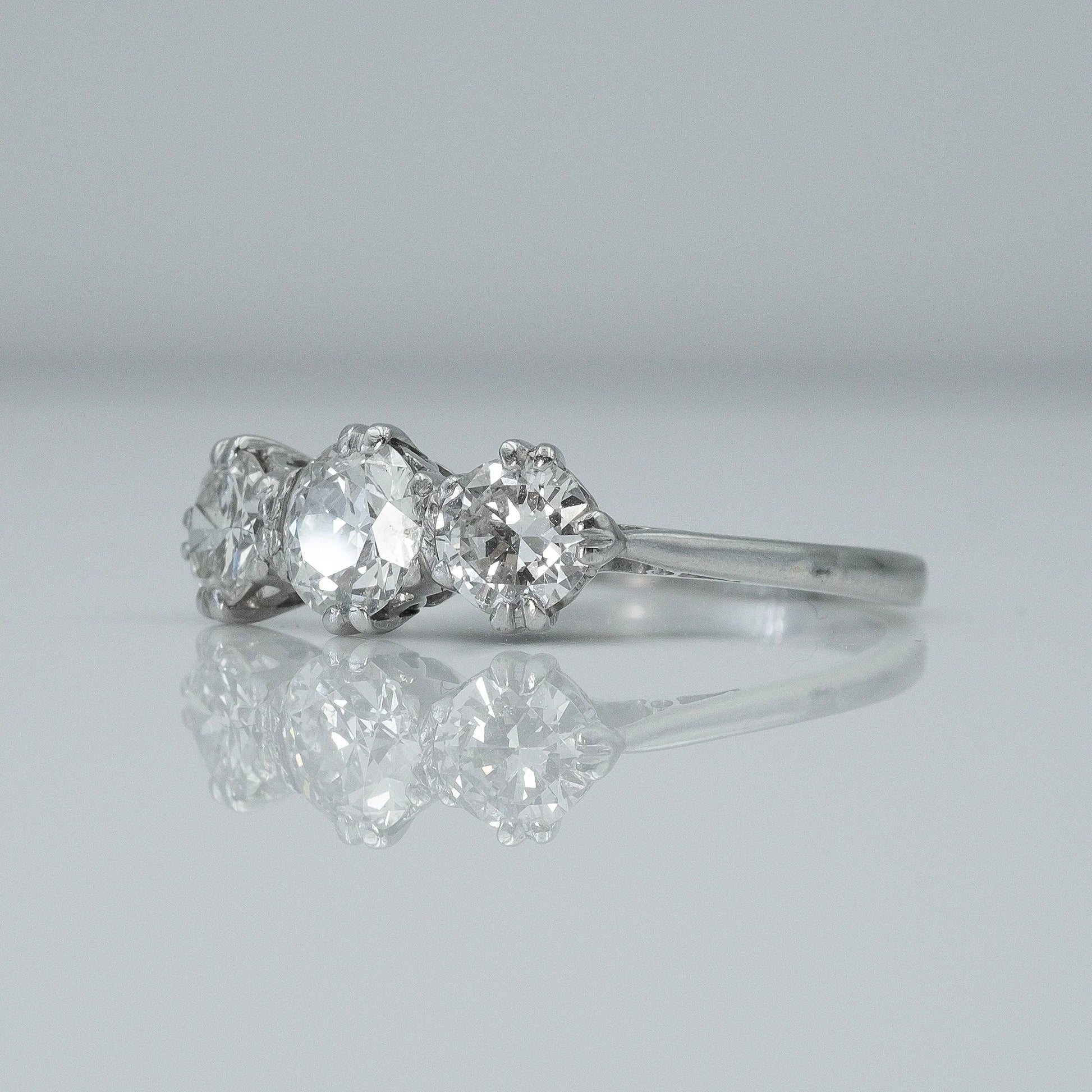 Art Deco 1930's Platinum Diamond Three Stone Ring - Friar House