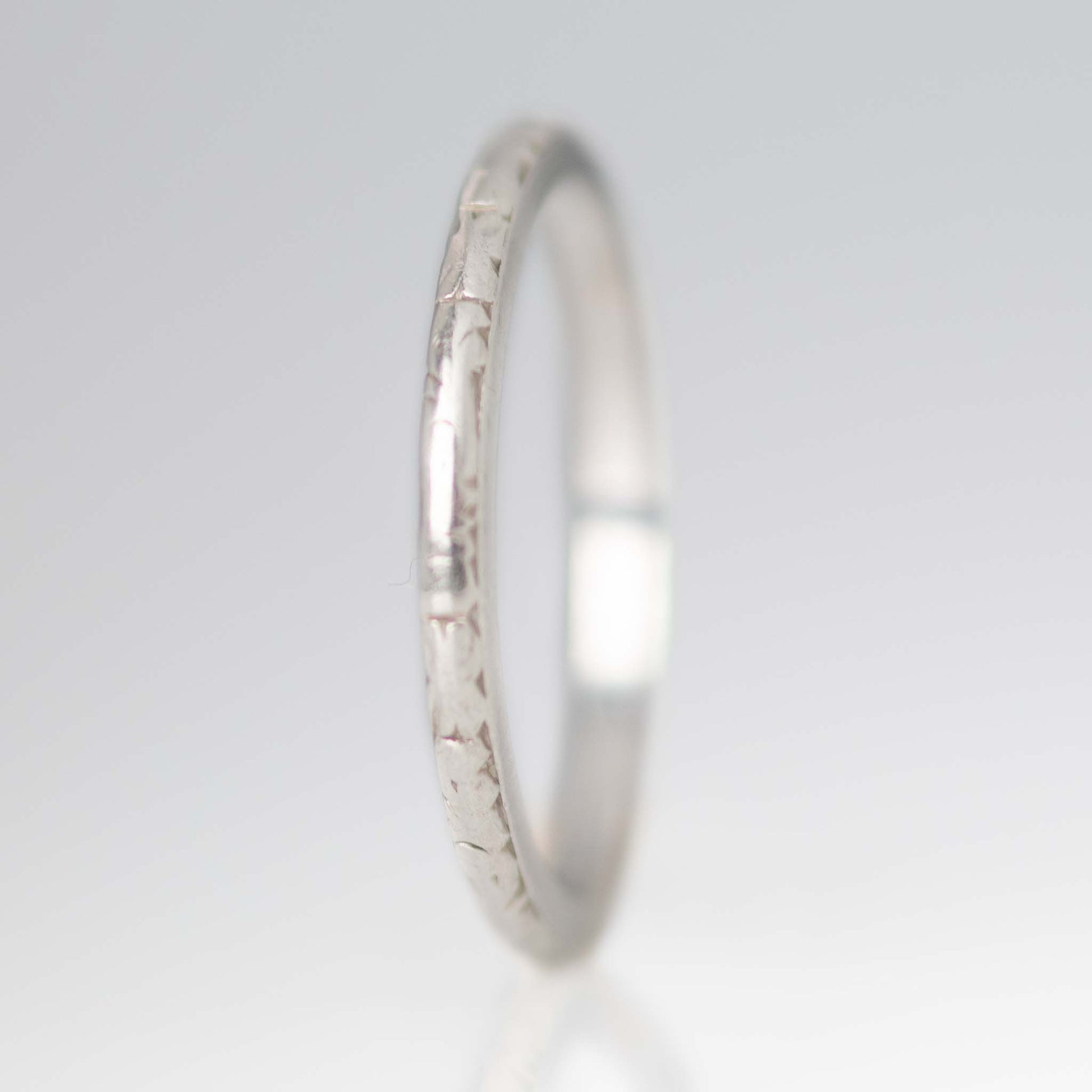 Art Deco 1930's Platinum Engraved Wedding Band - Friar House