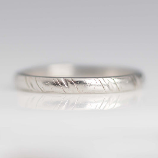 Art Deco 1930's Platinum Engraved Wedding Band - Friar House