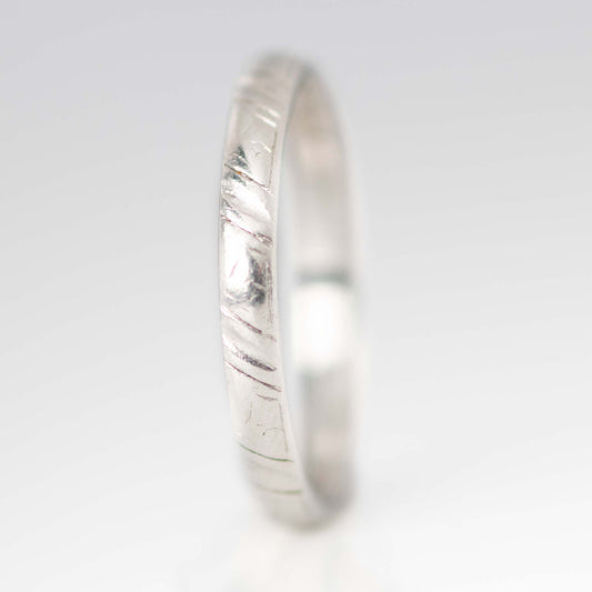 Art Deco 1930's Platinum Engraved Wedding Band - Friar House