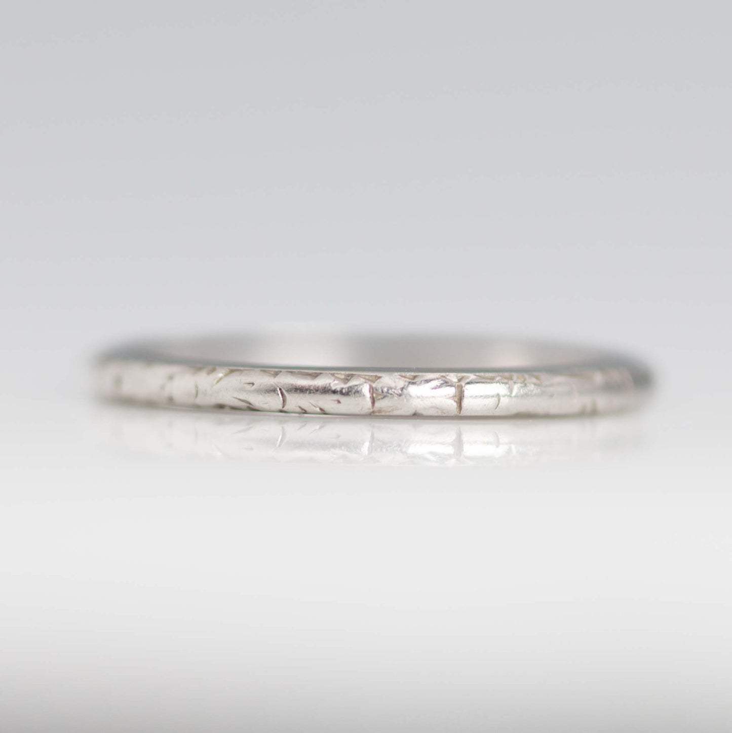 Art Deco 1930's Platinum Engraved Wedding Band - Friar House