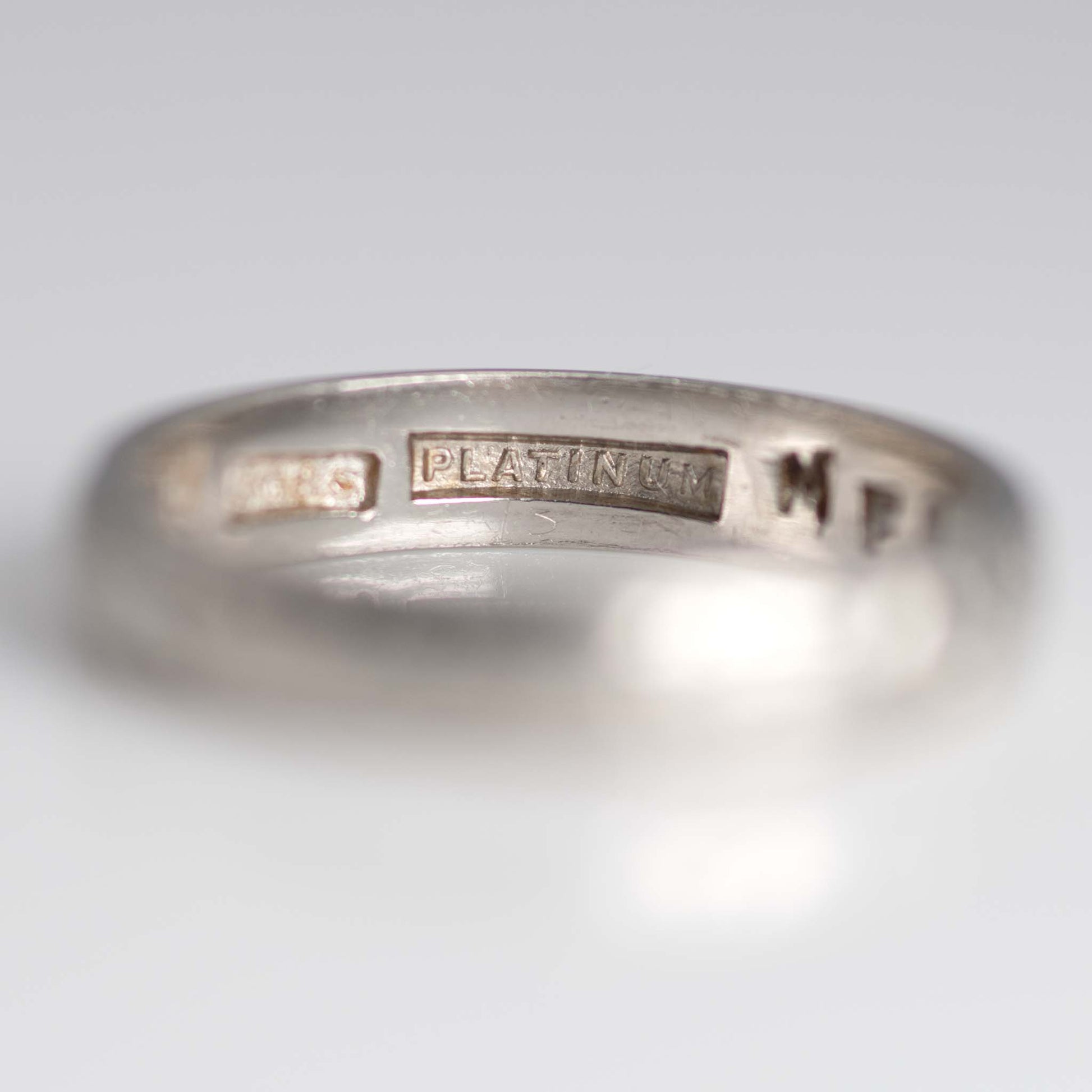 Art Deco 1930's Platinum Engraved Wedding Band - Friar House