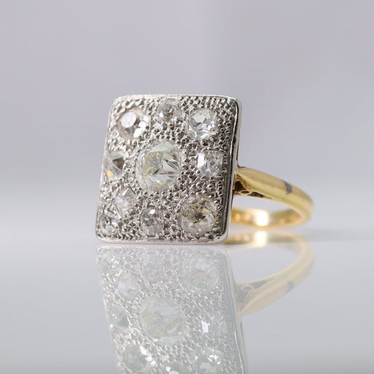 Art Deco Gold And Platinum 1.40 Carat Diamond Panel Ring - Friar House