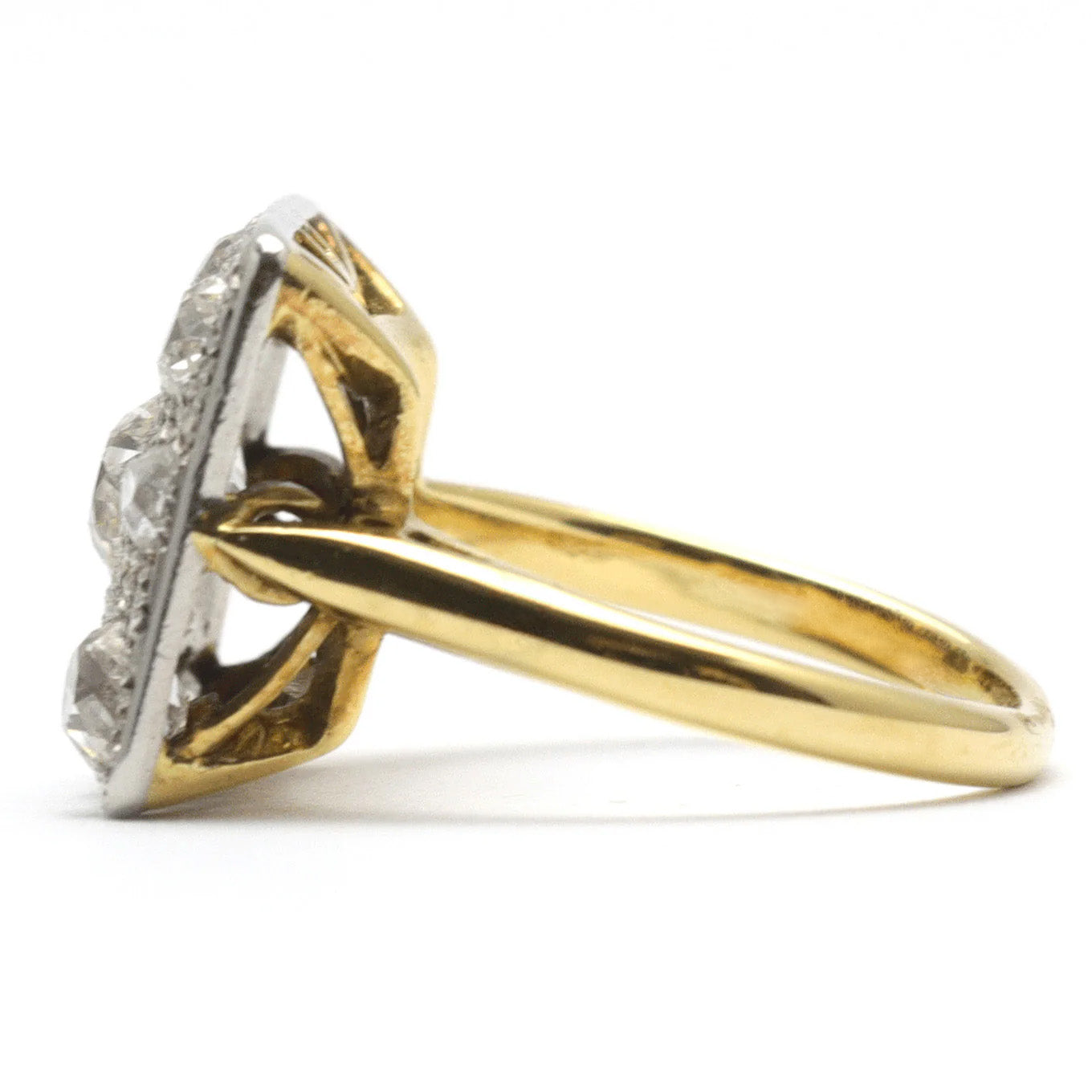 Art Deco 18ct Yellow Gold/Platinum 1.40 Carat Diamond Panel Ring - Friar House