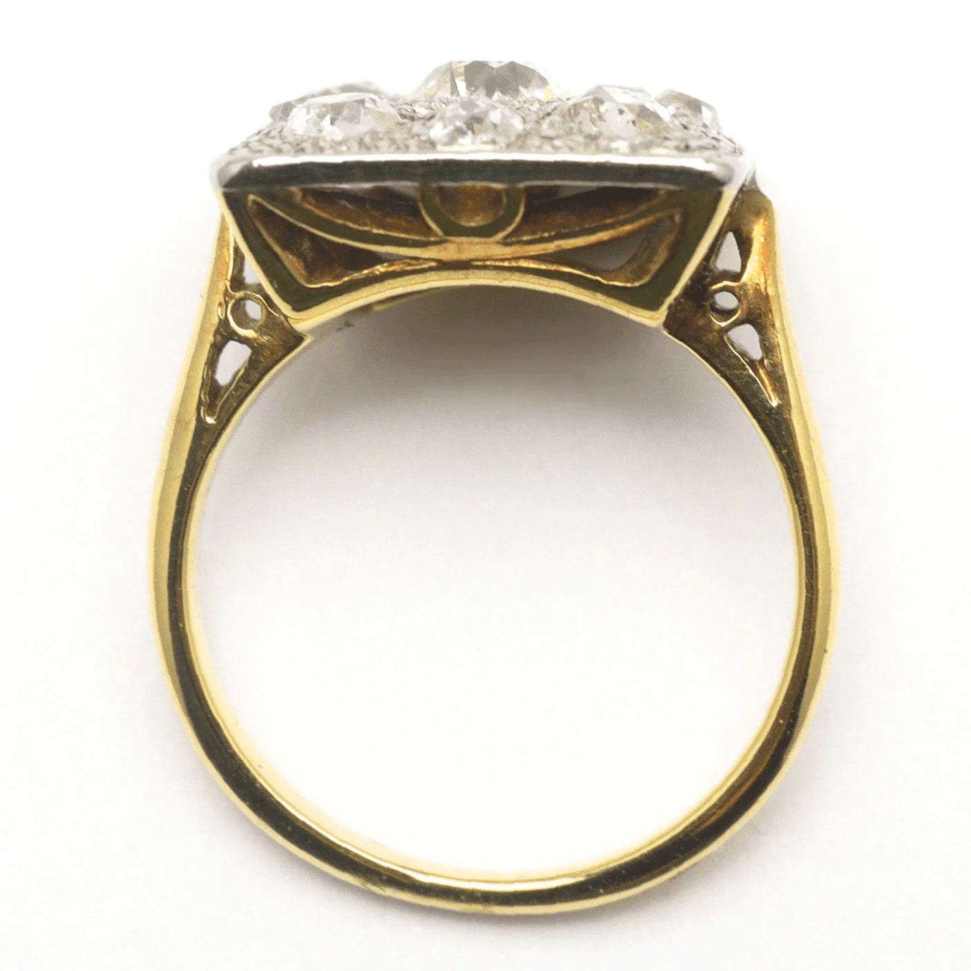 Art Deco 18ct Yellow Gold/Platinum 1.40 Carat Diamond Panel Ring - Friar House