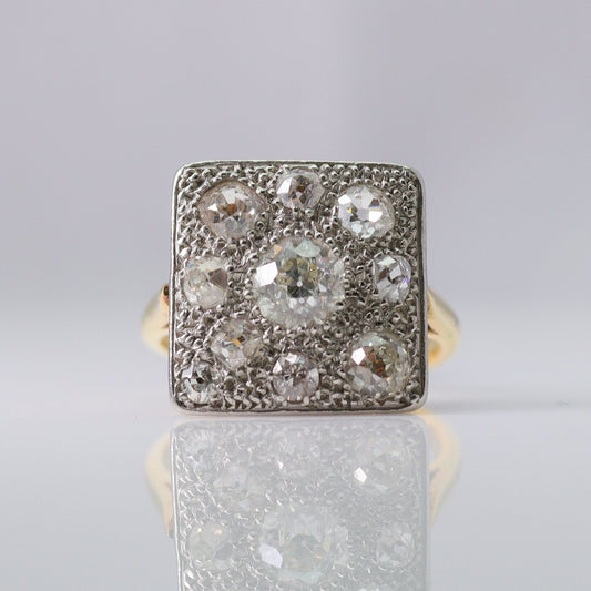 Art Deco Gold And Platinum 1.40 Carat Diamond Panel Ring - Friar House