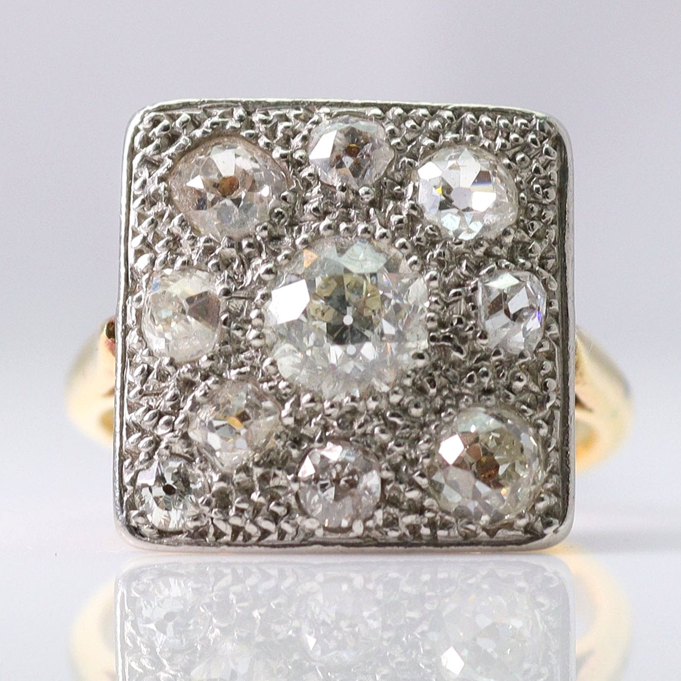 Art Deco 18ct Yellow Gold/Platinum 1.40 Carat Diamond Panel Ring - Friar House