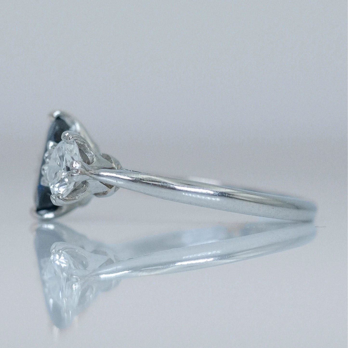 Art Deco Platinum 1.4 carat Sapphire and Diamond Three Stone Ring - Friar House