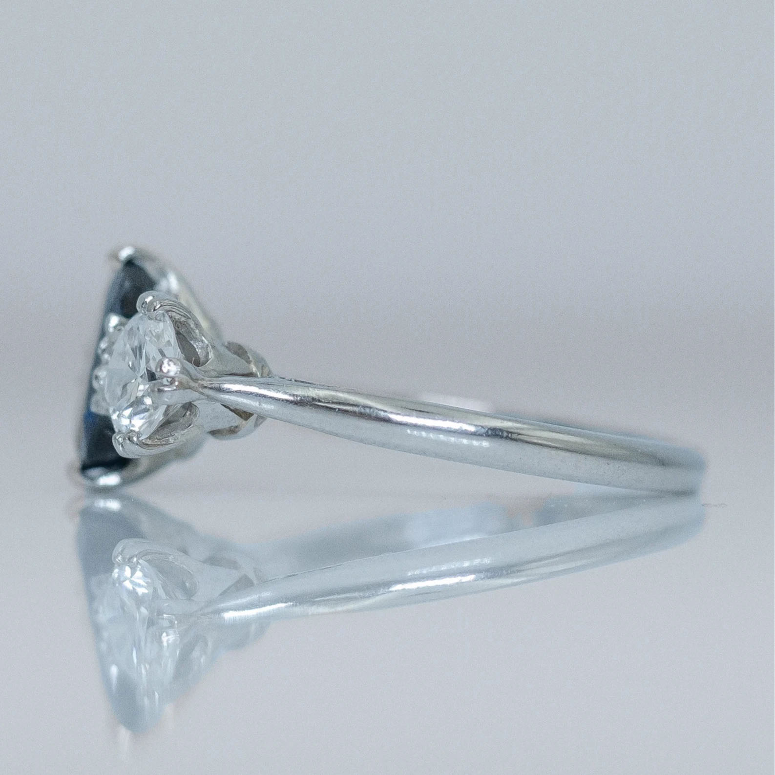 Art Deco Platinum 1.4 carat Sapphire and Diamond Three Stone Ring - Friar House