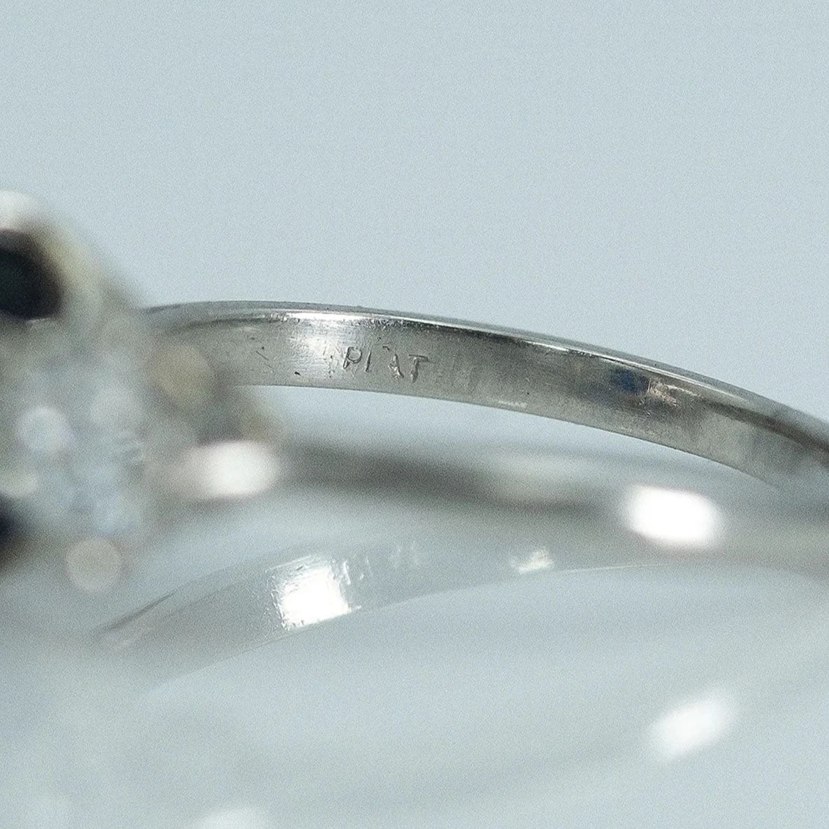 Art Deco Platinum 1.4 carat Sapphire and Diamond Three Stone Ring - Friar House