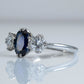Art Deco Platinum 1.4 carat Sapphire and Diamond Three Stone Ring - Friar House