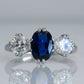 Art Deco Platinum 1.4 carat Sapphire and Diamond Three Stone Ring - Friar House