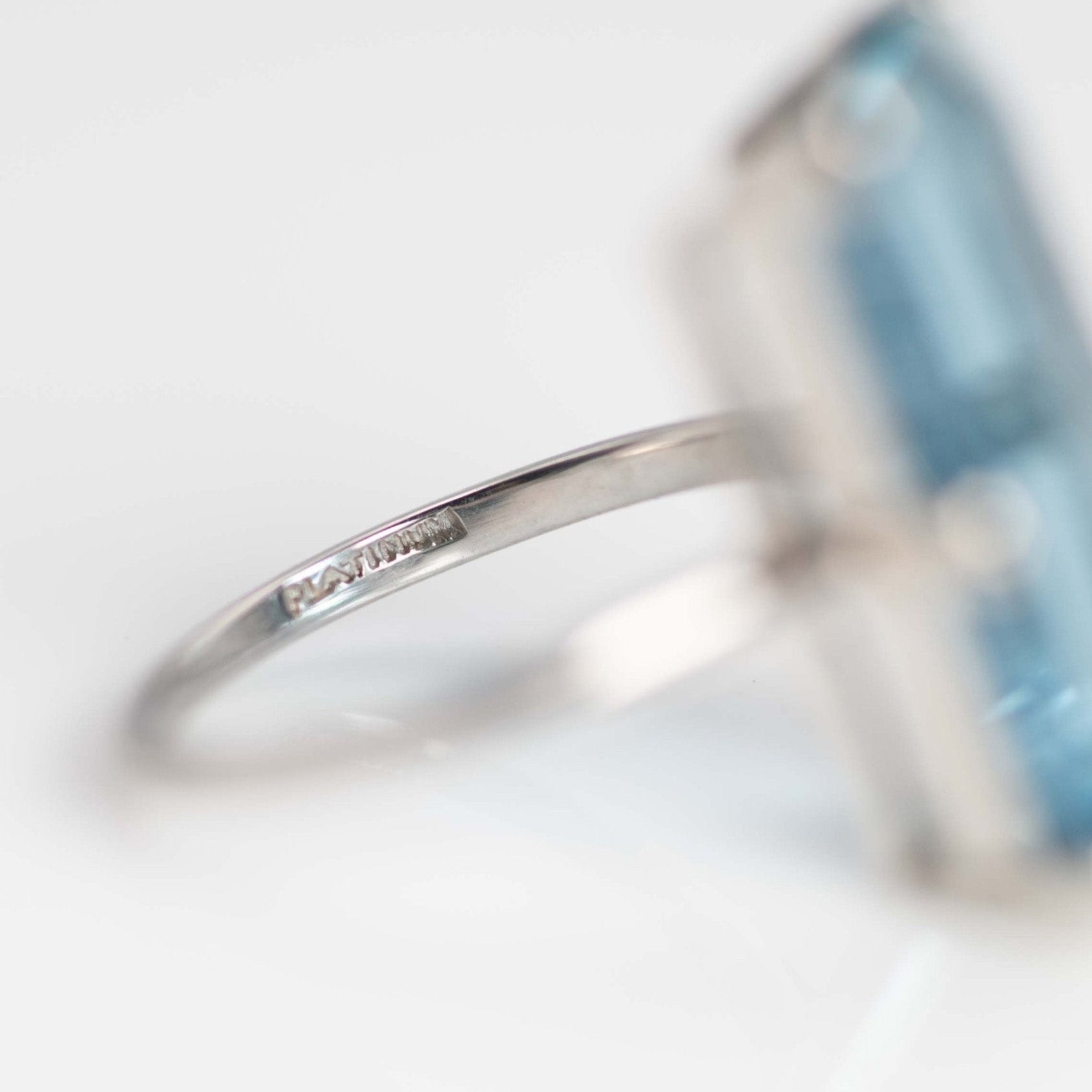 Art Deco Platinum 12 Carat Aquamarine Ring - Friar House