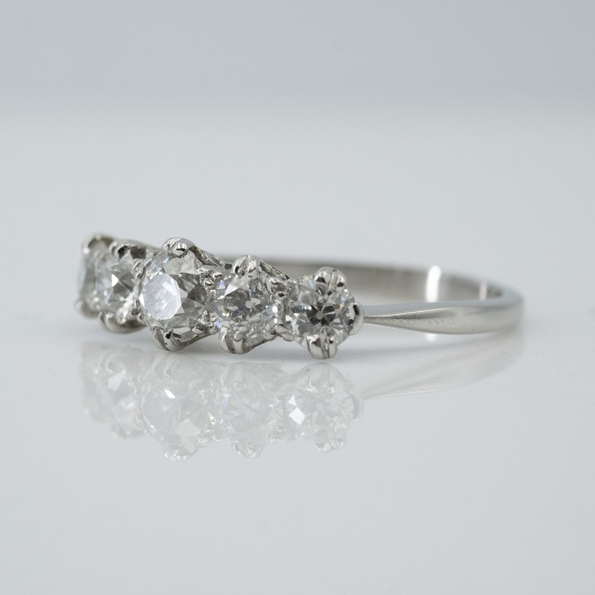 Art Deco Platinum 1.20 Carat Five Stone Diamond Ring - Friar House