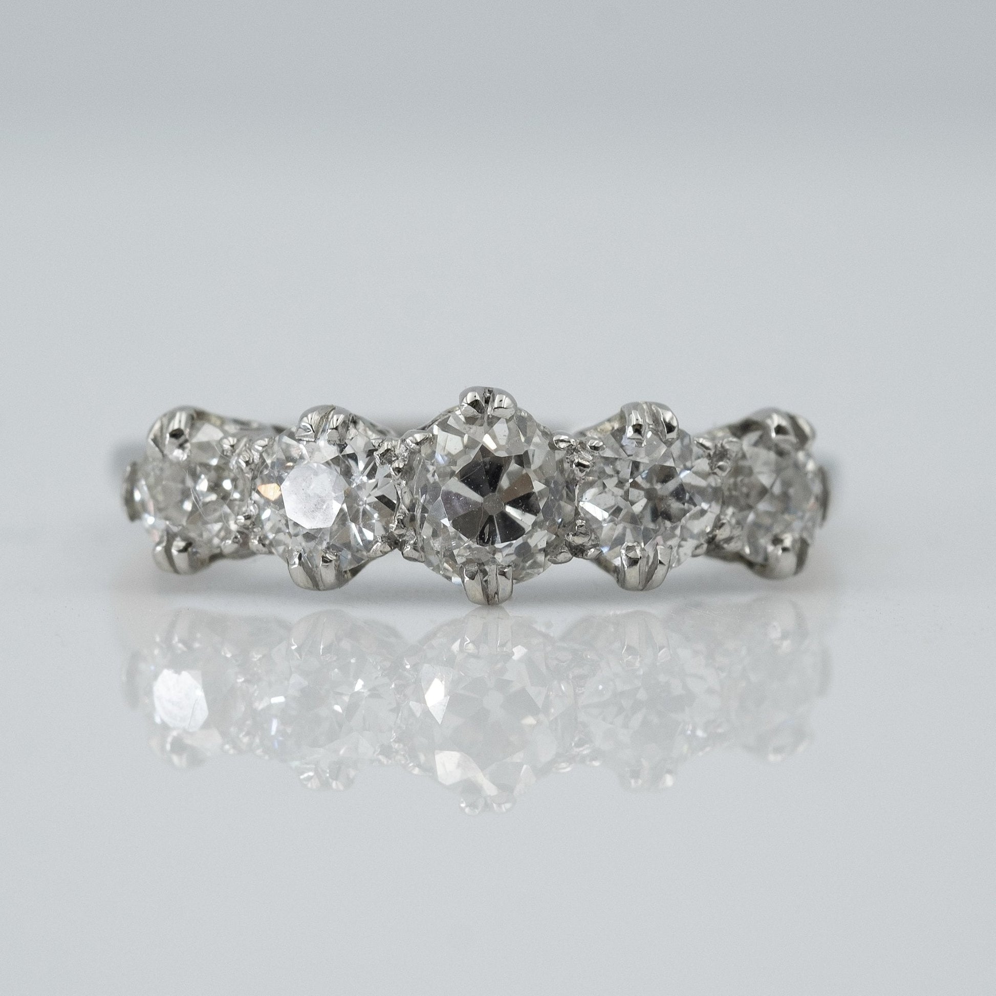 Art Deco Platinum 1.20 Carat Five Stone Diamond Ring - Friar House