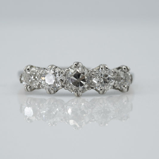 Art Deco Platinum 1.20 Carat Five Stone Diamond Ring - Friar House