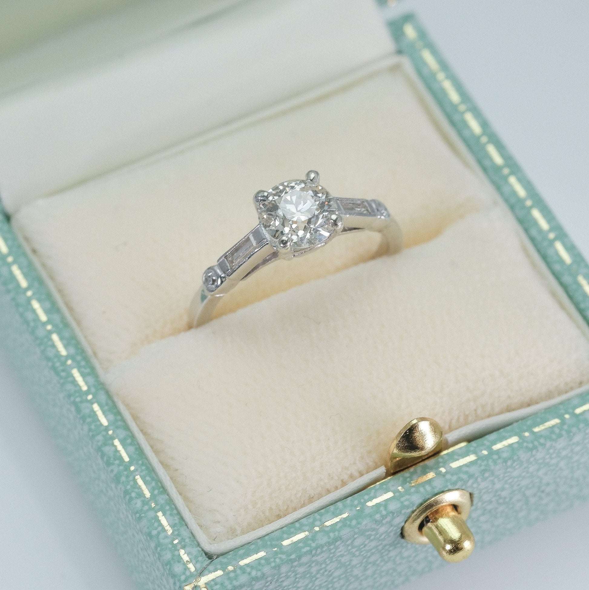 Art Deco Platinum 1.37 Carat Diamond Solitaire Ring - Friar House