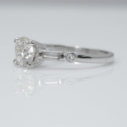 Art Deco Platinum 1.37 Carat Diamond Solitaire Ring - Friar House