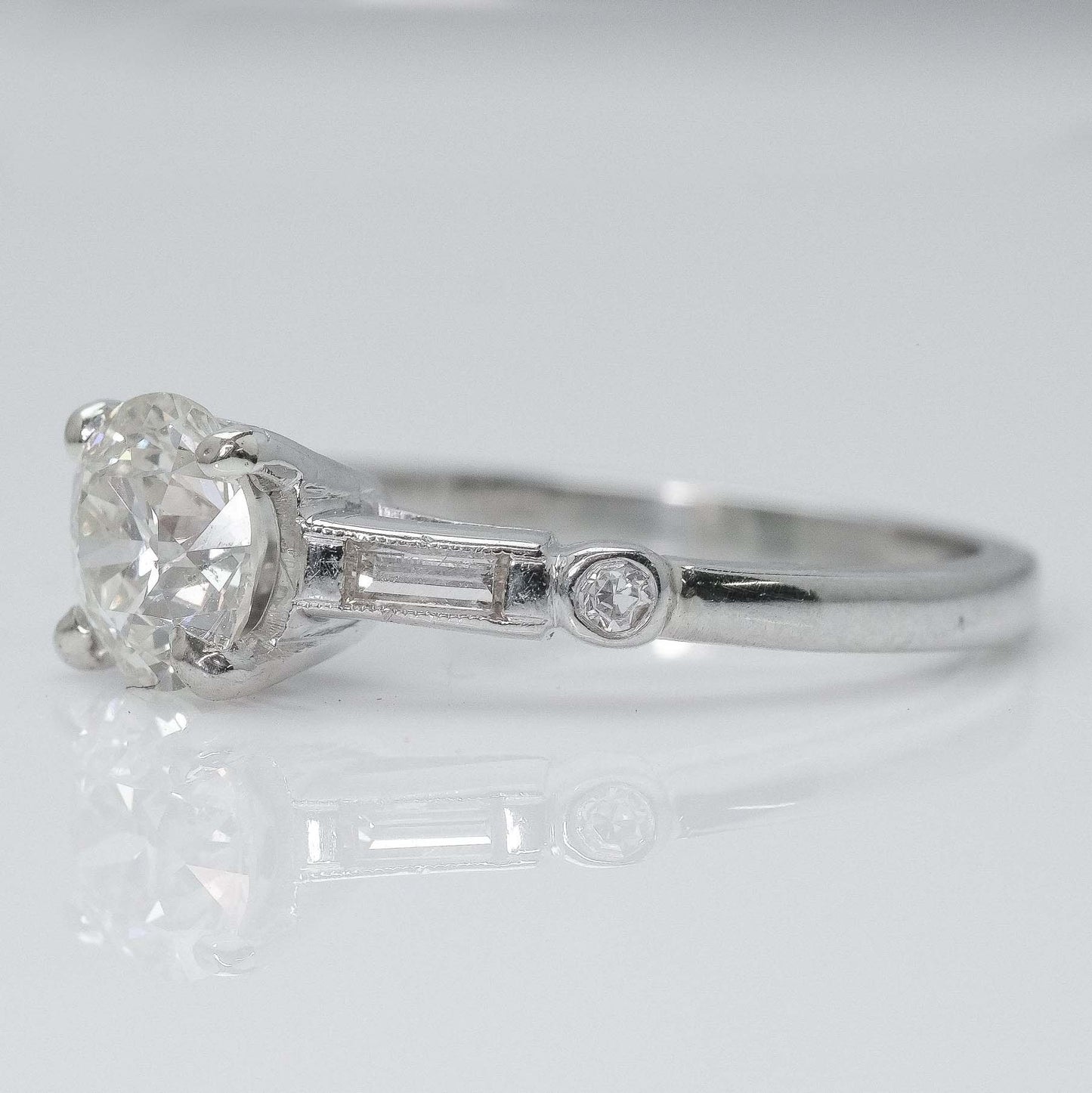 Art Deco Platinum 1.37 Carat Diamond Solitaire Ring - Friar House