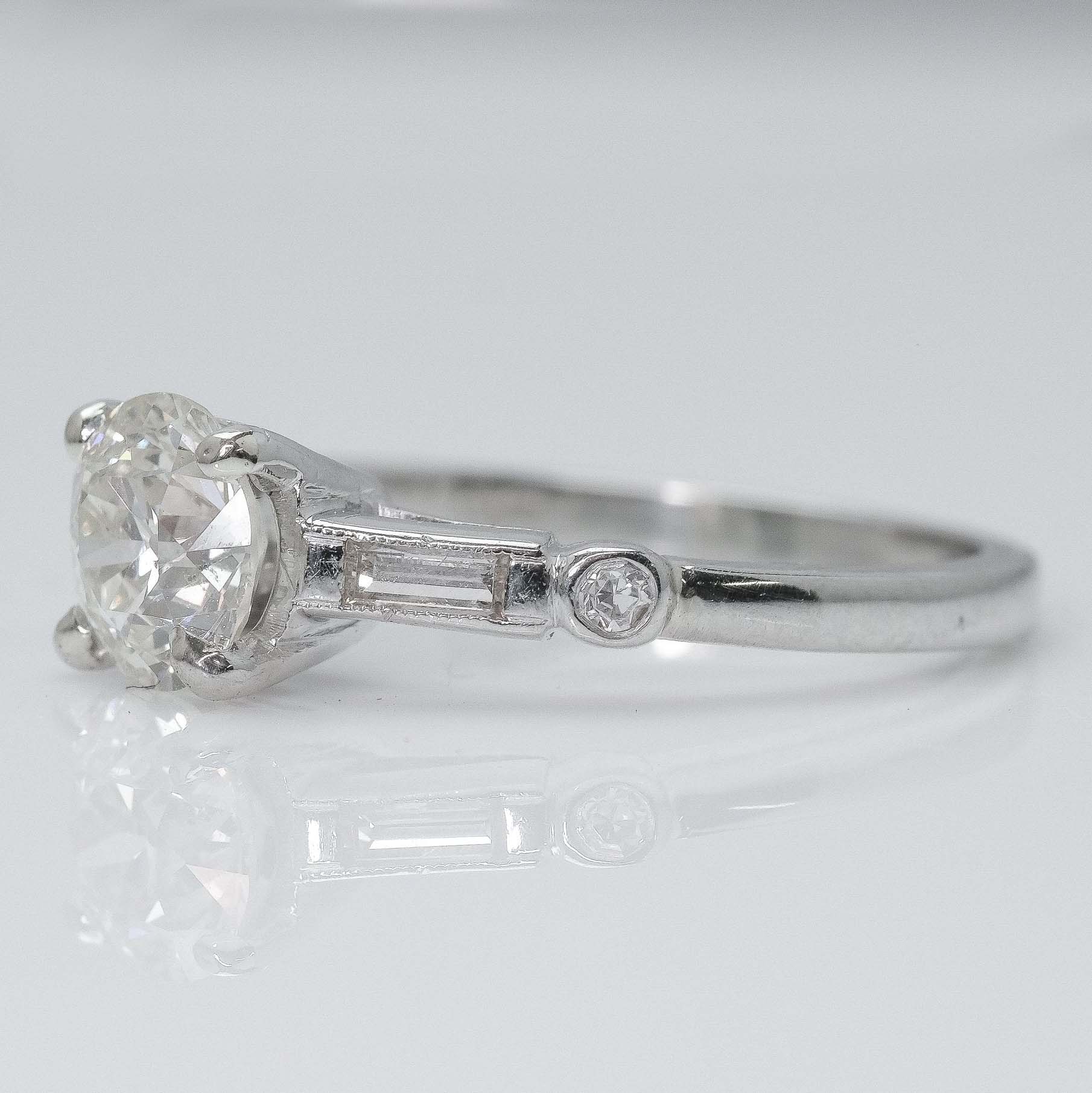 Art Deco Platinum 1.37 Carat Diamond Solitaire Ring - Friar House