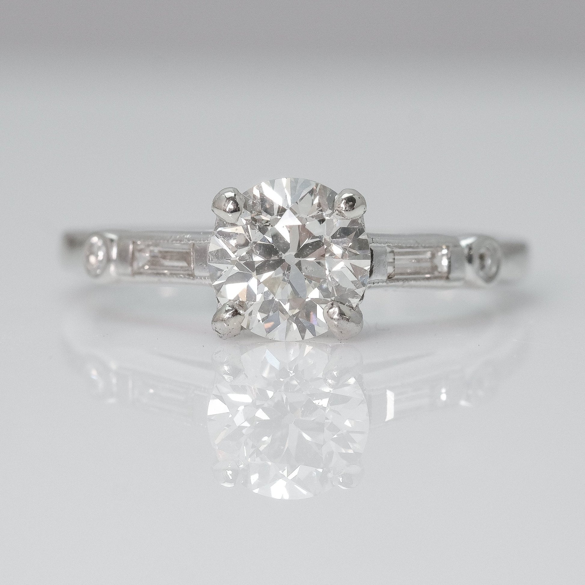 Art Deco Platinum 1.37 Carat Diamond Solitaire Ring - Friar House