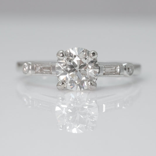 Art Deco Platinum 1.37 Carat Diamond Solitaire Ring - Friar House