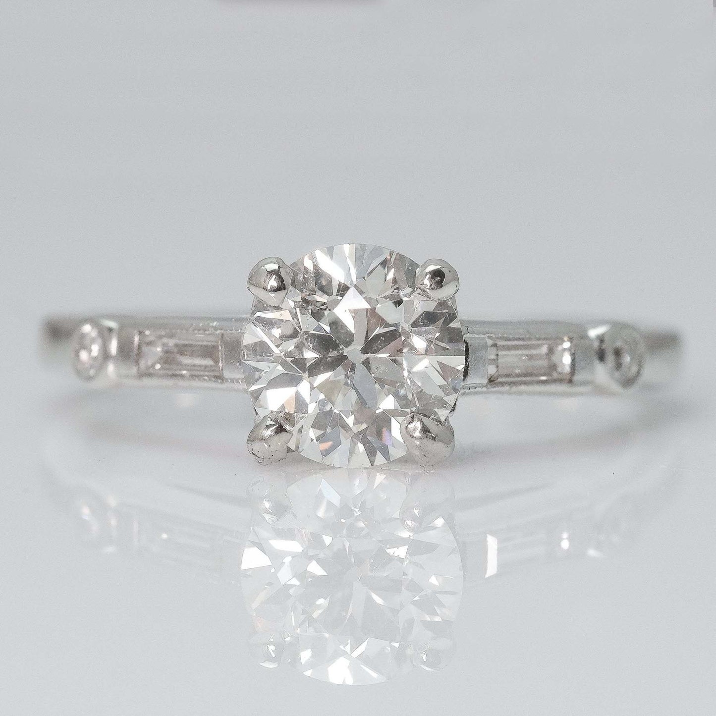 Art Deco Platinum 1.37 Carat Diamond Solitaire Ring - Friar House