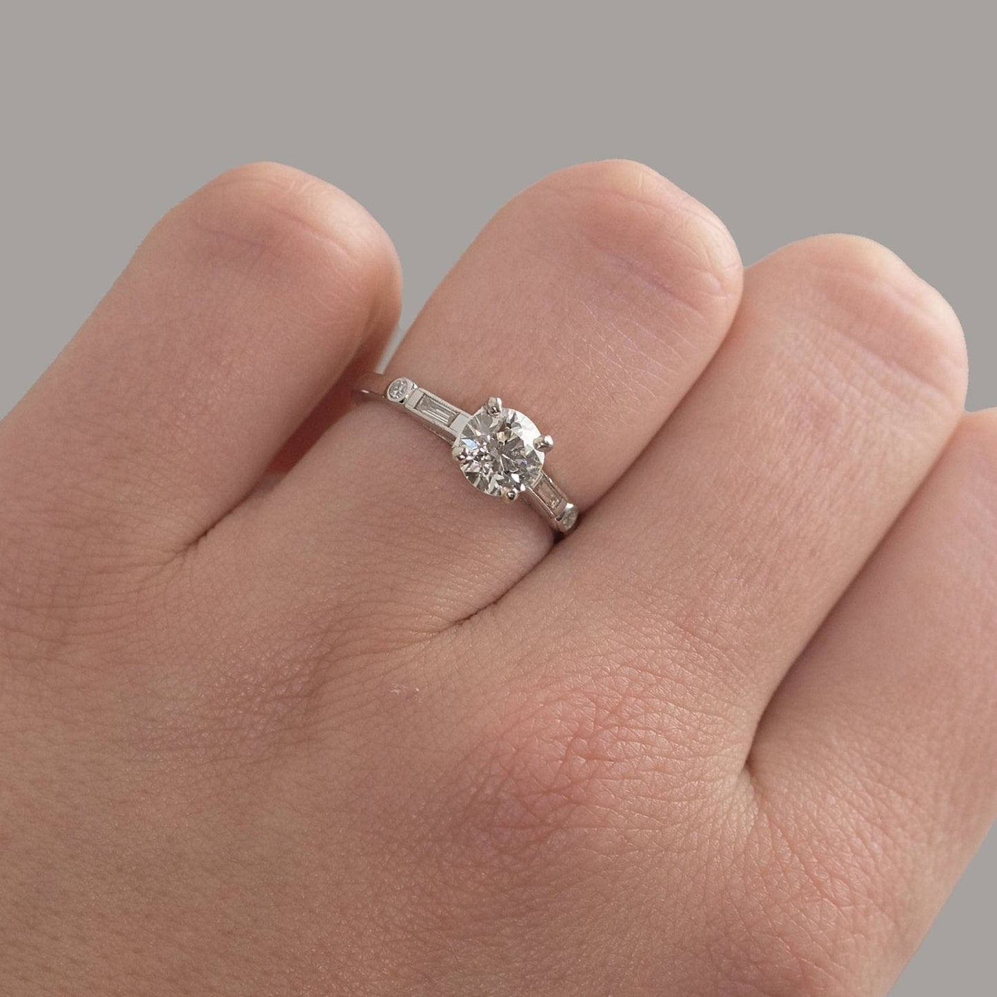 Art Deco Platinum 1.37 Carat Diamond Solitaire Ring - Friar House