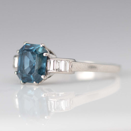 Art Deco Platinum 1.5 carat Sapphire and Diamond Ring - Friar House