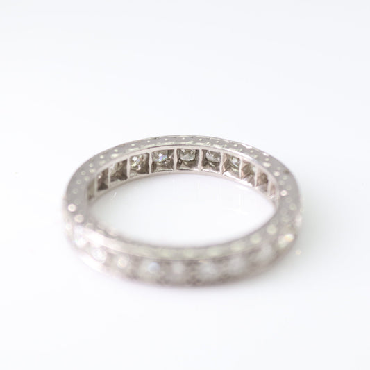 Art Deco Platinum 1.7 Carat Diamond Eternity Ring Size O - Friar House