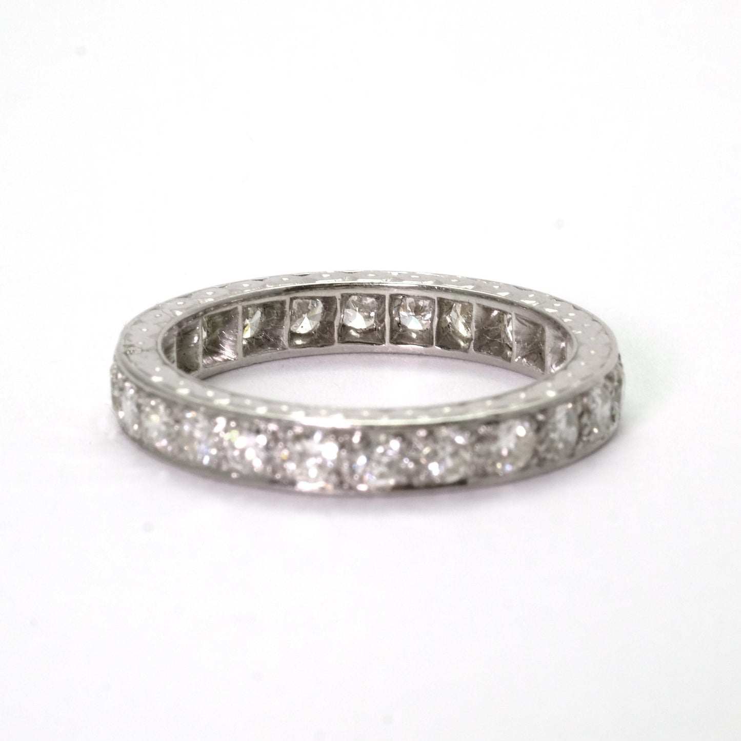 Art Deco Platinum 1.7 Carat Diamond Eternity Ring Size O - Friar House