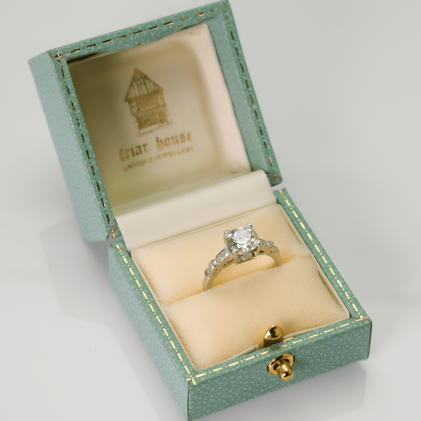 Art Deco Platinum 1.71 Carat Diamond Solitaire Ring - Friar House