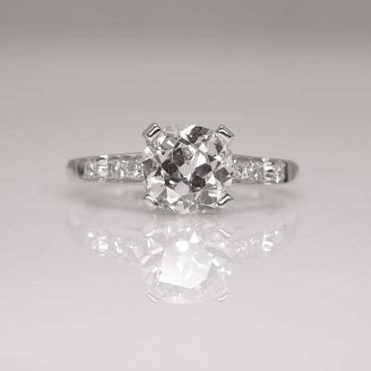 Art Deco Platinum 1.71 Carat Diamond Solitaire Ring - Friar House