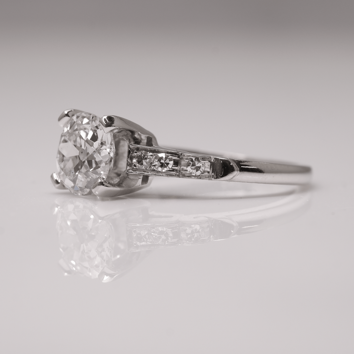 Art Deco Platinum 1.71 Carat Diamond Solitaire Ring - Friar House