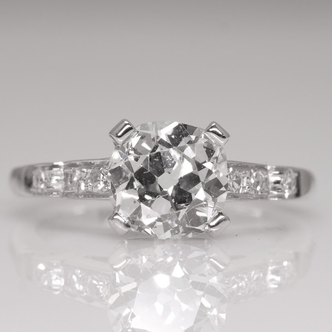 Art Deco Platinum 1.71 Carat Diamond Solitaire Ring - Friar House