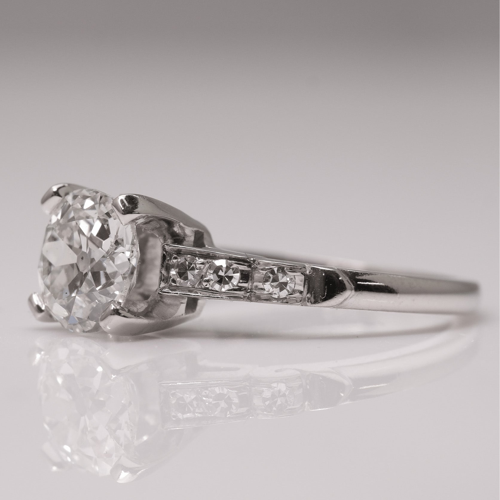 Art Deco Platinum 1.71 Carat Diamond Solitaire Ring - Friar House