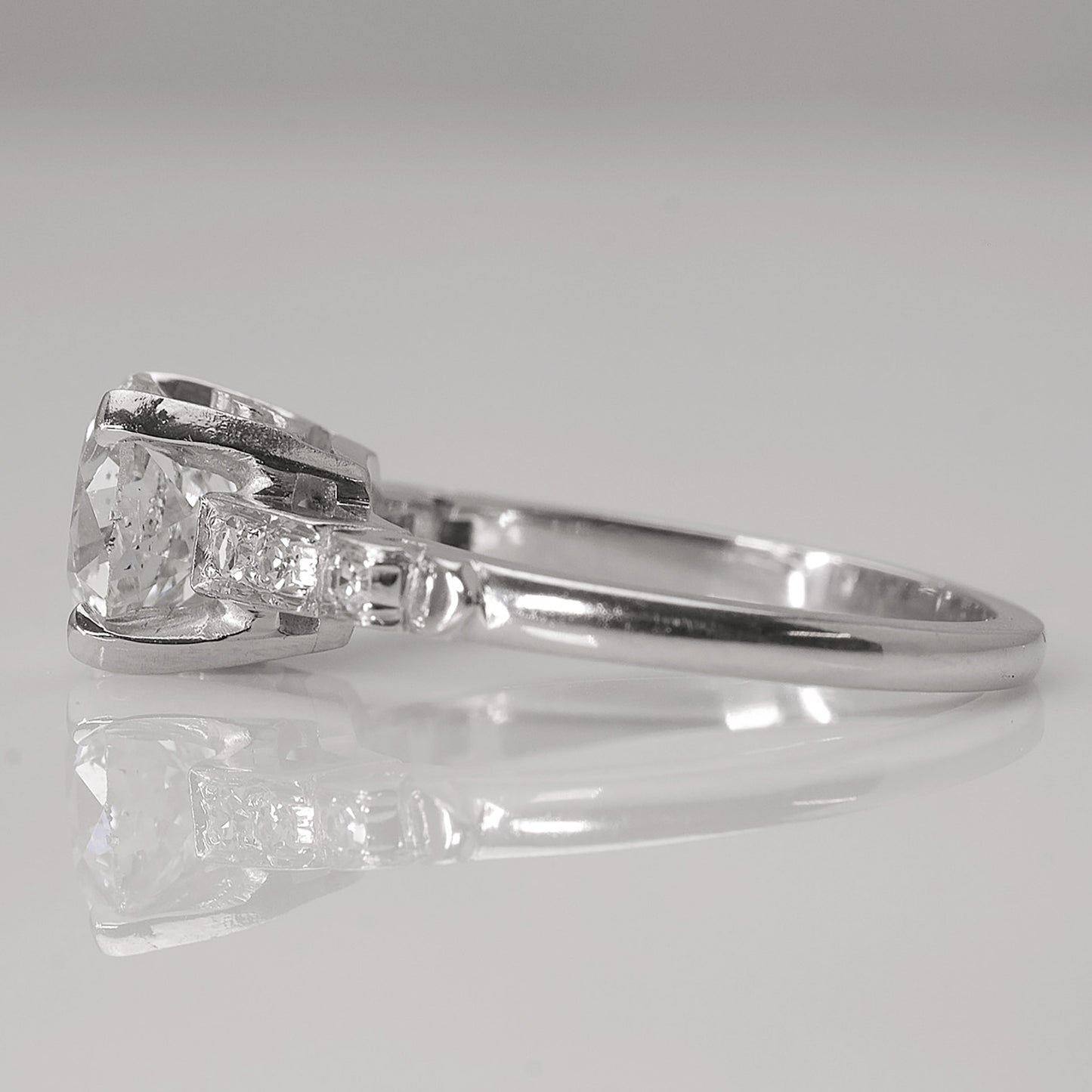 Art Deco Platinum 1.71 Carat Diamond Solitaire Ring - Friar House