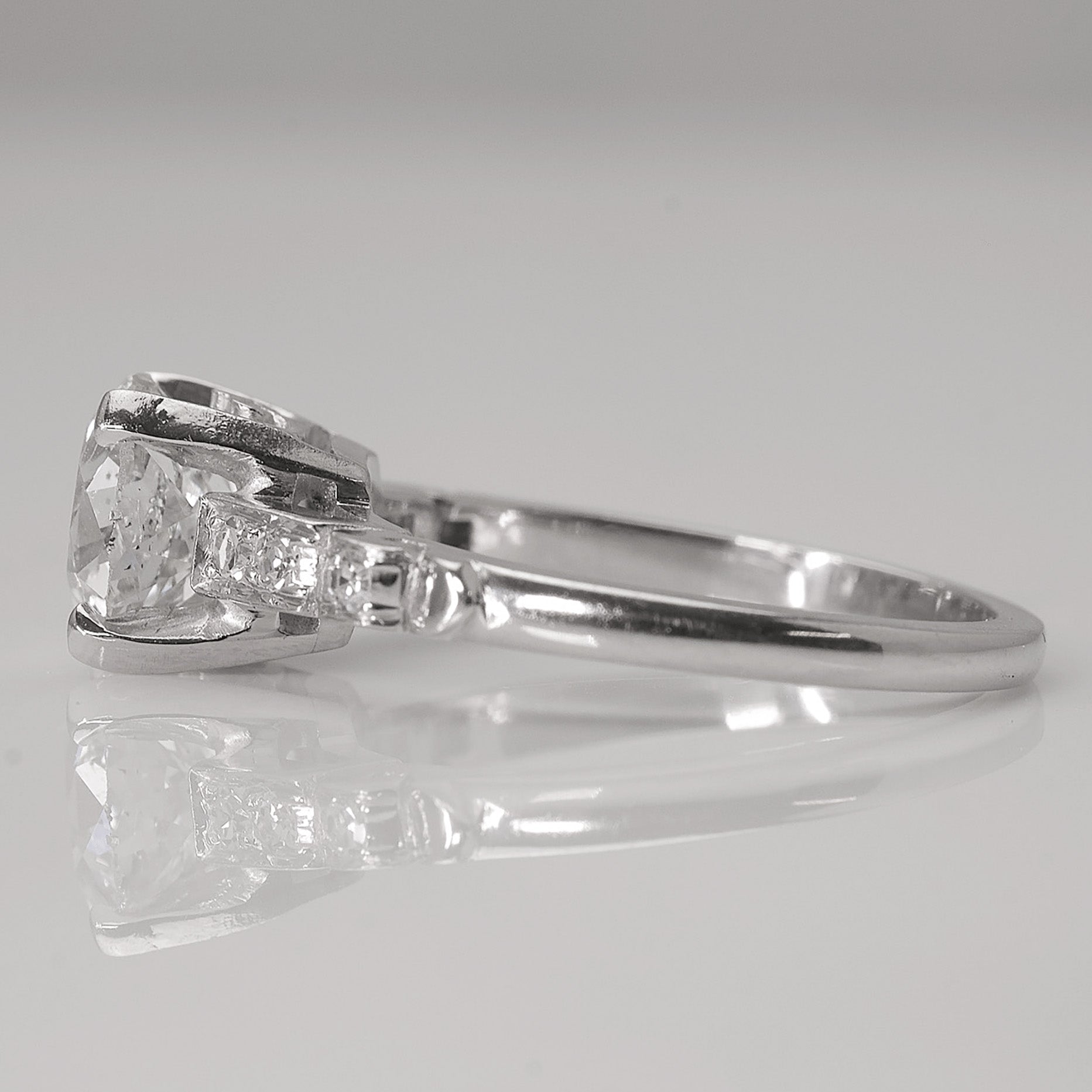 Art Deco Platinum 1.71 Carat Diamond Solitaire Ring - Friar House
