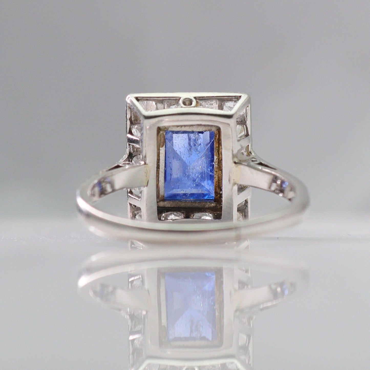 Art Deco Platinum 1.8 carat Sapphire and Diamond Cluster Ring - Friar House