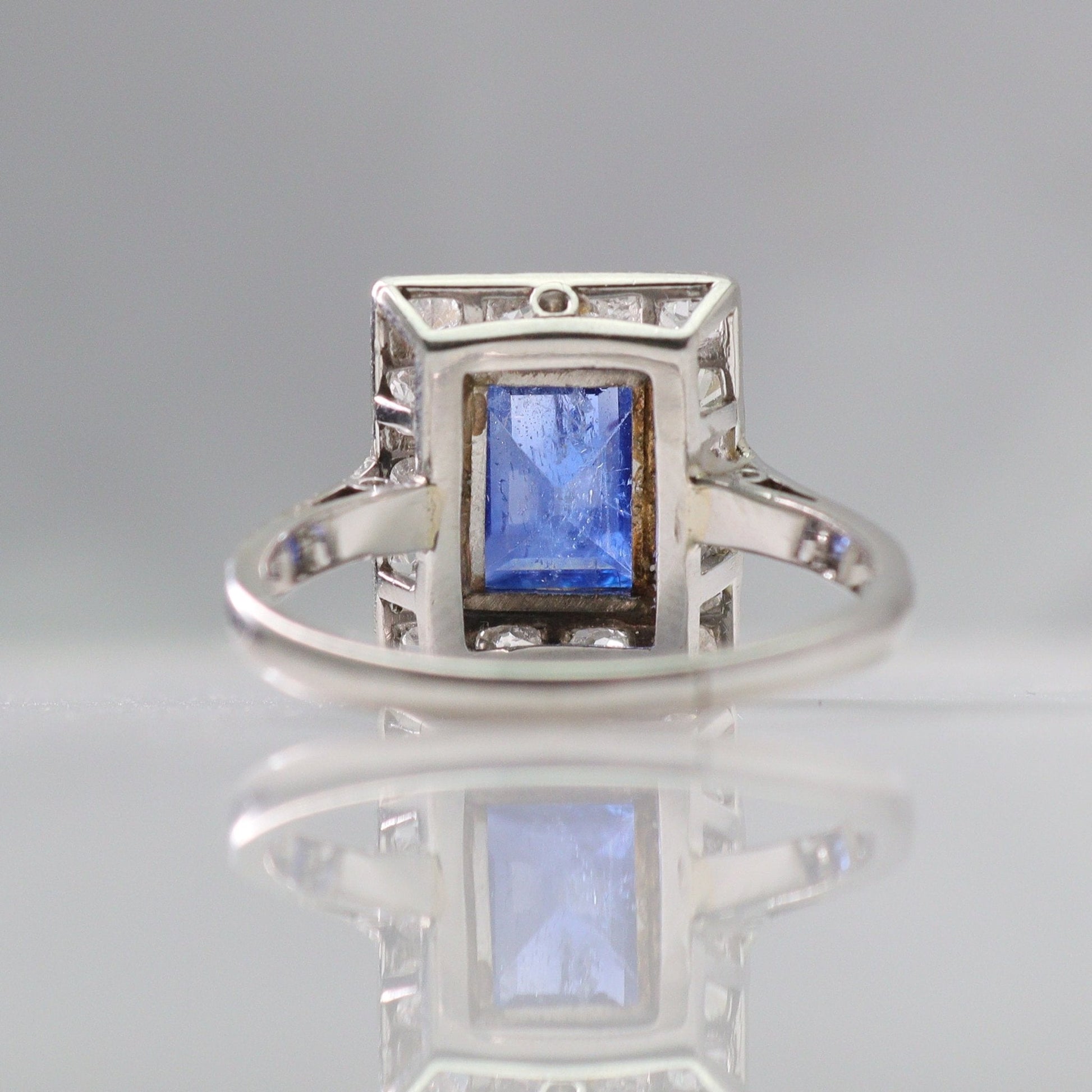 Art Deco Platinum 1.8 carat Sapphire and Diamond Cluster Ring - Friar House